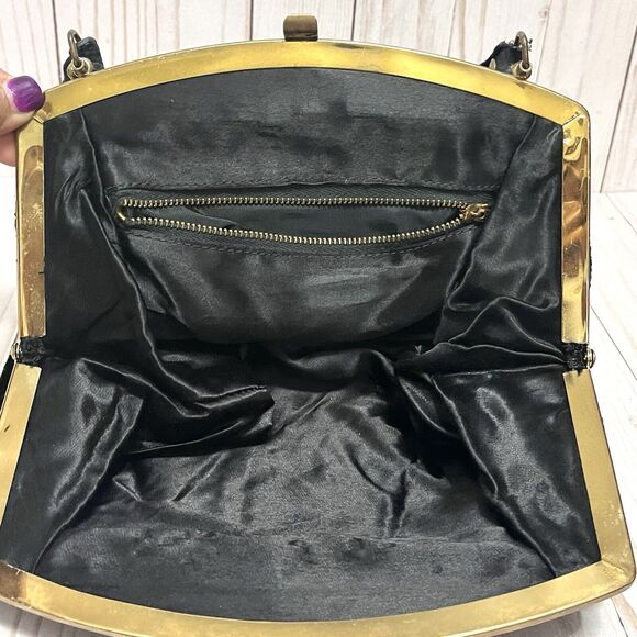 Vintage 1960’s Kadin Velvet Brocade Handbag Gold Tone Hardware - Picture 8 of 13